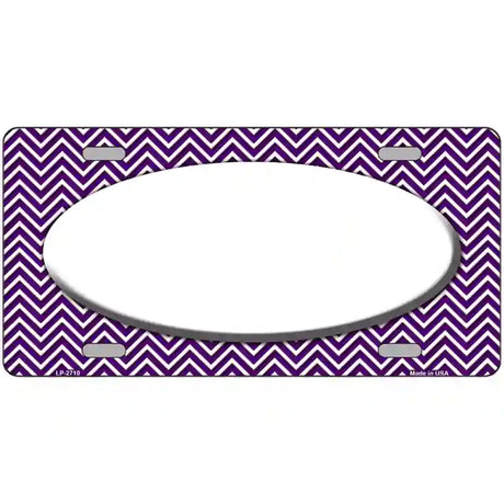 Purple White Chevon White Center Oval Metal Novelty License Plate 24" x 12" (LLP)