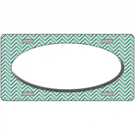 Mint White Chevon White Center Oval Metal Novelty License Plate 24" x 12" (LLP)