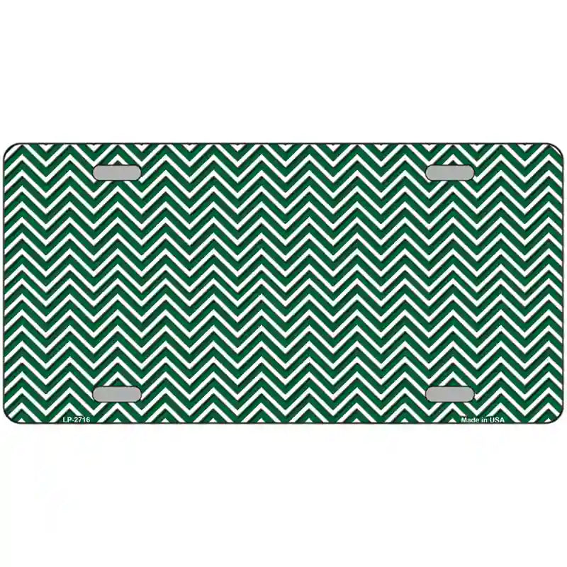 Green White Chevron Metal Novelty License Plate 24" x 12" (LLP)