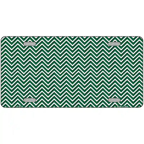 Green White Chevron Metal Novelty License Plate 24" x 12" (LLP)