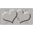 Grey White Chevon Grey Center Hearts Metal Novelty License Plate 24" x 12" (LLP)