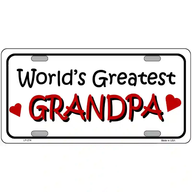 Worlds Greatest Grandpa Metal Novelty License Plate 24" x 12" (LLP)