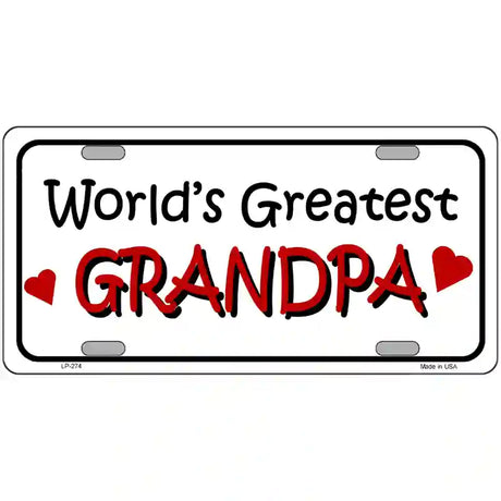 Worlds Greatest Grandpa Metal Novelty License Plate 24" x 12" (LLP)