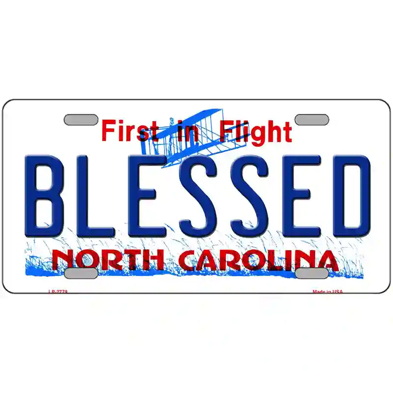 Blessed North Carolina Metal Novelty License Plate 24" x 12" (LLP)