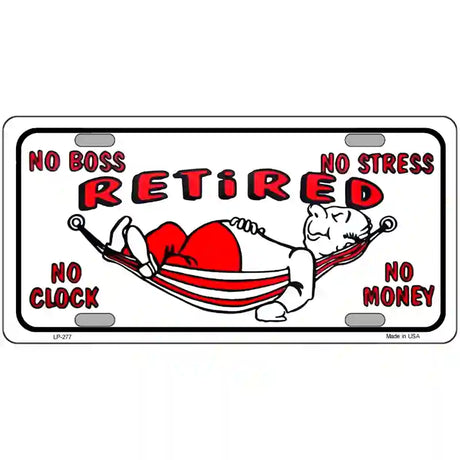 Retired With Hammock Metal Novelty License Plate 24" x 12" (LLP)