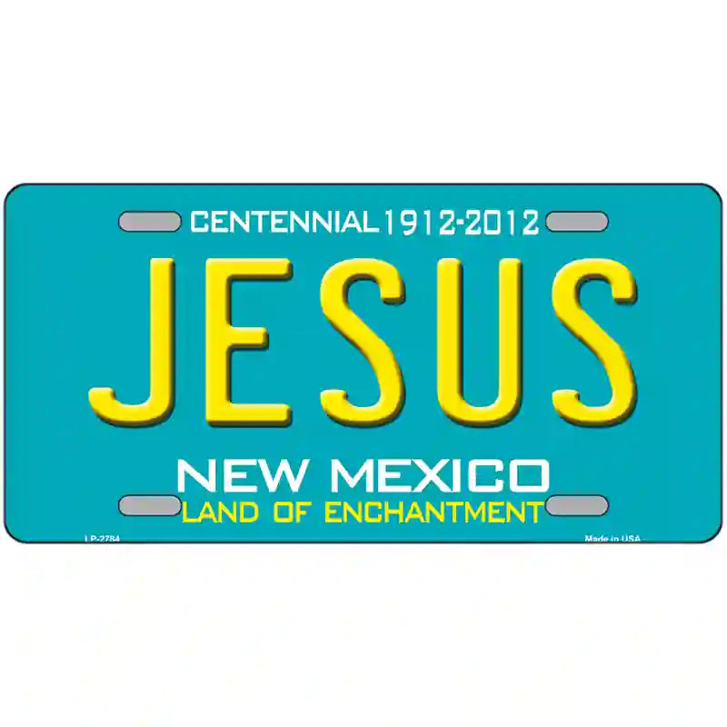 Jesus New Mexico Teal Novelty Metal License Plate 24" x 12" (LLP)