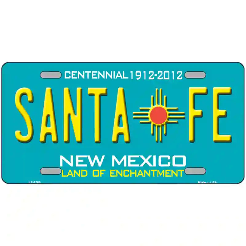 Santa Fe New Mexico Teal Novelty Metal License Plate 24" x 12" (LLP)