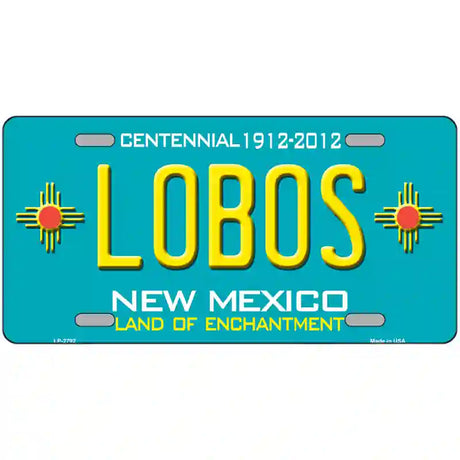 Lobos New Mexico Teal Novelty Metal License Plate 24" x 12" (LLP)