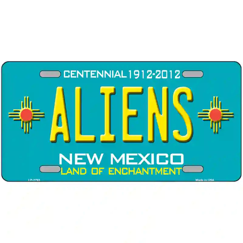 Aliens New Mexico Teal Novelty Metal License Plate 24" x 12" (LLP)