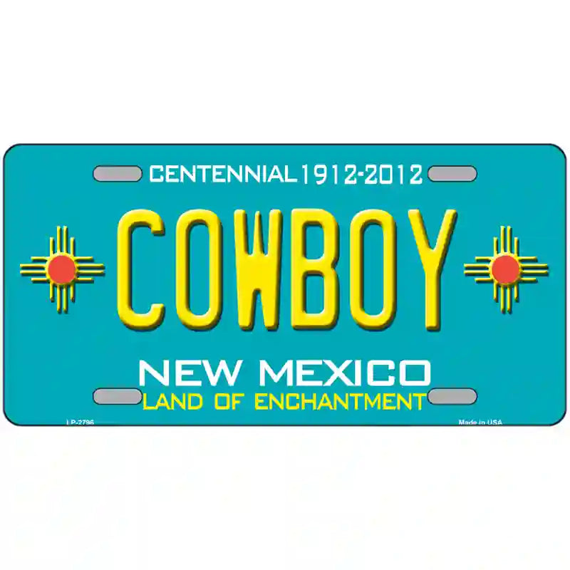 Cowboy New Mexico Teal Novelty Metal License Plate 24" x 12" (LLP)