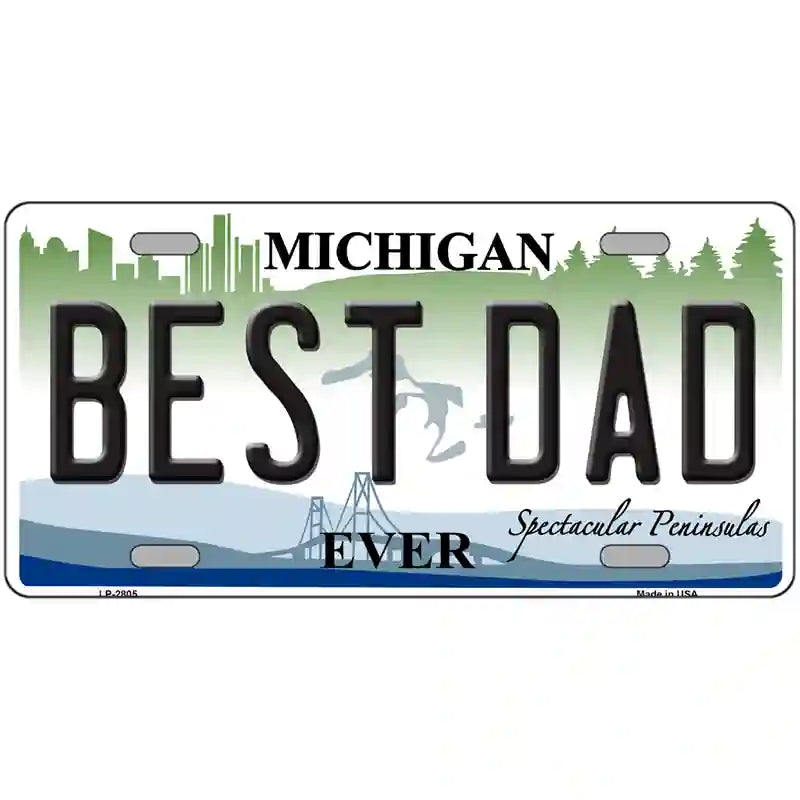 Best Dad Michigan State Metal Novelty License Plate 24" x 12" (LLP)