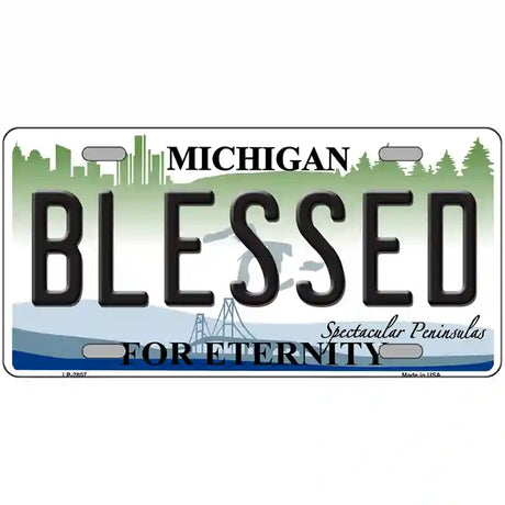 Blessed Michigan State Metal Novelty License Plate 24" x 12" (LLP)