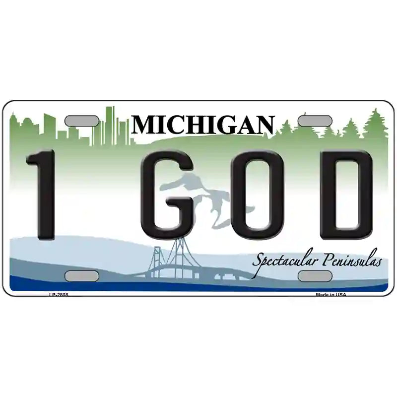 1 GOD Michigan State Metal Novelty License Plate 24" x 12" (LLP)