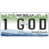 1 GOD Michigan State Metal Novelty License Plate 24" x 12" (LLP)