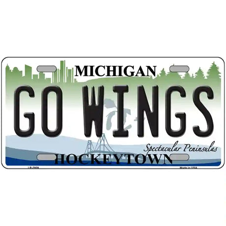 Go Wings Michigan State Metal Novelty License Plate 24" x 12" (LLP)