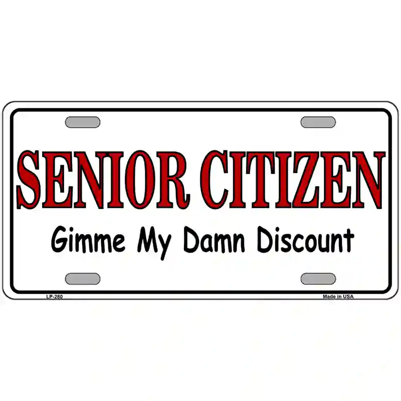 Senior Citizen Discount Metal Novelty License Plate 24" x 12" (LLP)