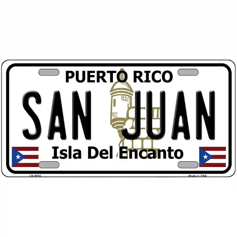 San Juan Puerto Rico Metal Novelty License Plate 24" x 12" (LLP)