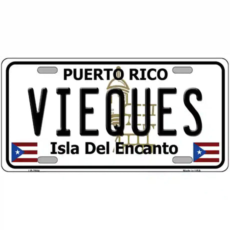 Vieques Puerto Rico Metal Novelty License Plate 24" x 12" (LLP)