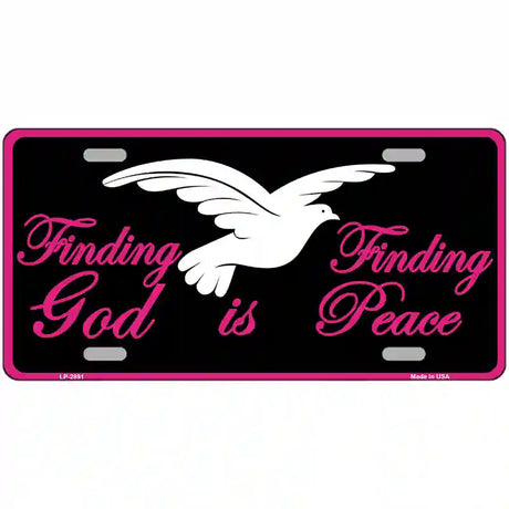 Finding God Finding Peace Black Metal Novelty License Plate 24" x 12" (LLP)