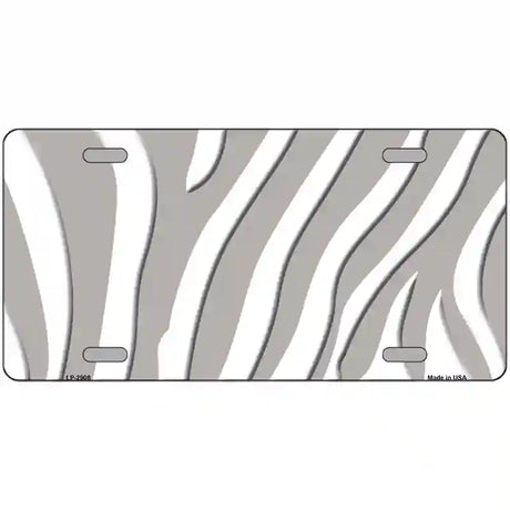 Grey White Zebra Metal Novelty License Plate 24" x 12" (LLP)