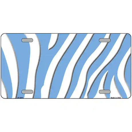 Light Blue White Zebra Metal Novelty License Plate 24" x 12" (LLP)