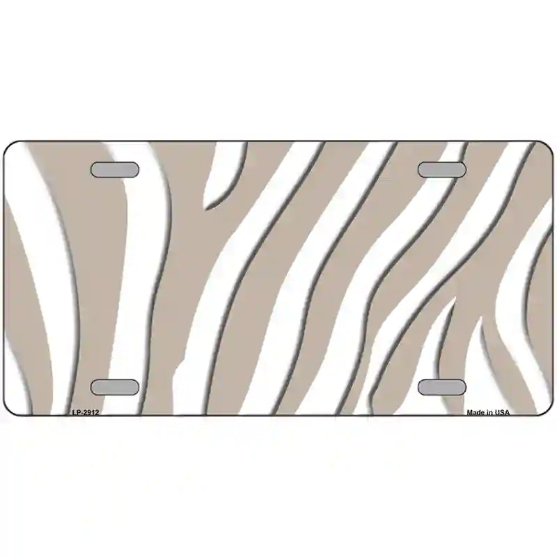 Tan White Zebra Metal Novelty License Plate 24" x 12" (LLP)