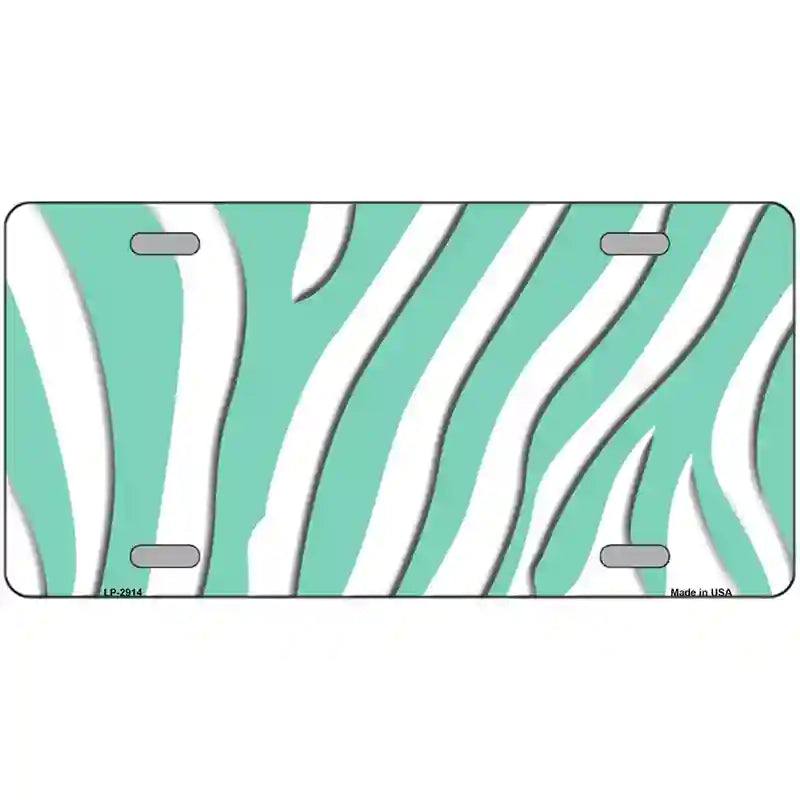 Mint White Zebra Metal Novelty License Plate 24" x 12" (LLP)