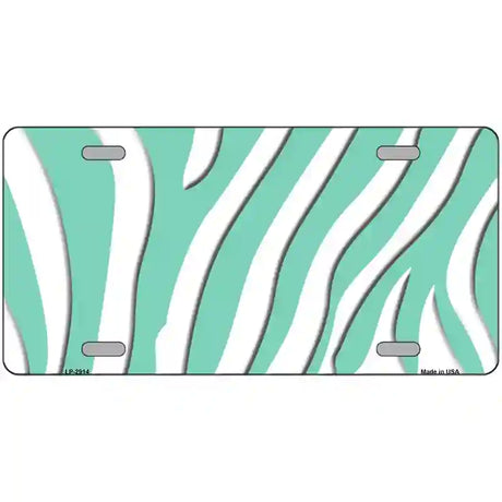 Mint White Zebra Metal Novelty License Plate 24" x 12" (LLP)