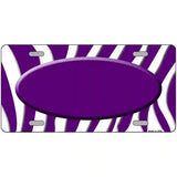 Purple White Zebra Purple Center Oval Metal Novelty License Plate 24" x 12" (LLP)