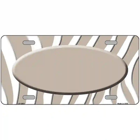 Tan White Zebra Tan Center Oval Metal Novelty License Plate 24" x 12" (LLP)