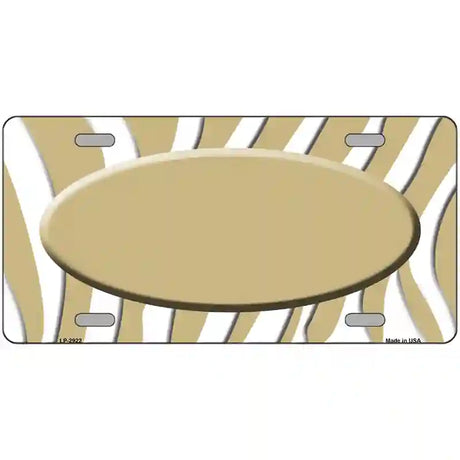 Gold White Zebra Gold Center Oval Metal Novelty License Plate 24" x 12" (LLP)