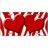 Red White Zebra Red Centered Hearts Novelty License Plate 24" x 12" (LLP)