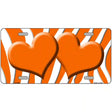 Orange White Zebra Orange Centered Hearts Novelty License Plate 24" x 12" (LLP)