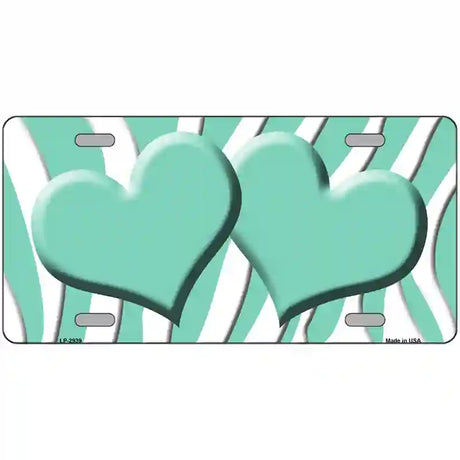 Mint White Zebra Mint Centered Hearts Novelty License Plate 24" x 12" (LLP)