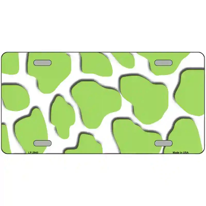 Lime Green White Giraffe Metal Novelty License Plate 24" x 12" (LLP)