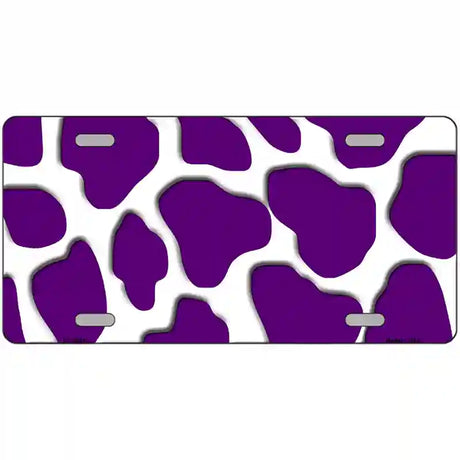 Purple White Giraffe Metal Novelty License Plate 24" x 12" (LLP)