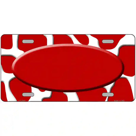 Red White Giraffe Red Center Oval Metal Novelty License Plate 24" x 12" (LLP)