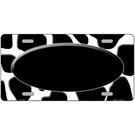 Black White Giraffe Black Center Oval Metal Novelty License Plate 24" x 12" (LLP)