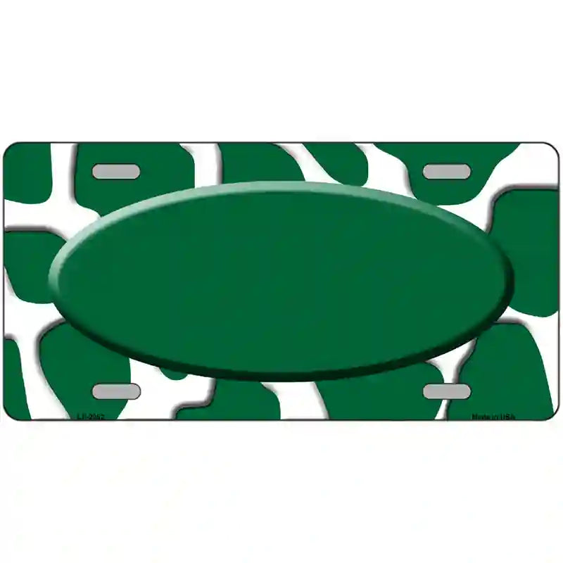 Green White Giraffe Green Center Oval Metal Novelty License Plate 24" x 12" (LLP)