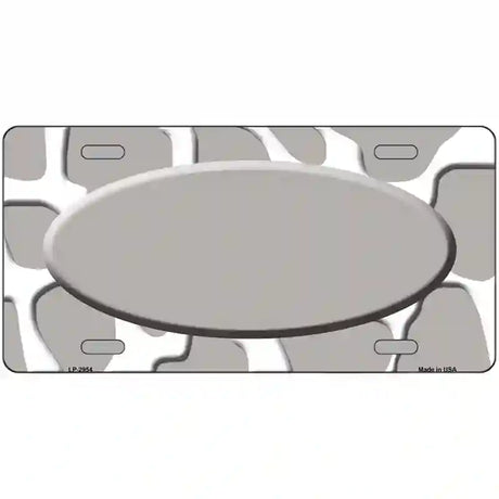 Grey White Giraffe Grey Center Oval Metal Novelty License Plate 24" x 12" (LLP)