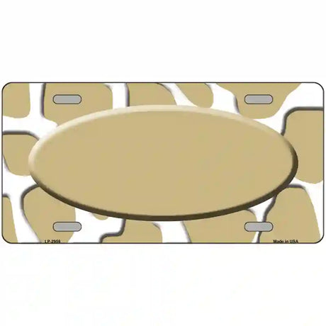 Gold White Giraffe Gold Center Oval Metal Novelty License Plate 24" x 12" (LLP)