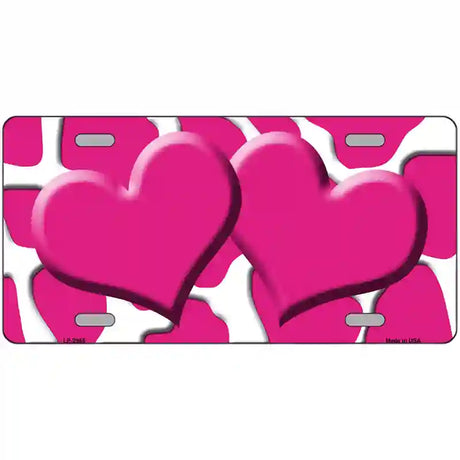 Pink White Giraffe Pink Centered Hearts Novelty License Plate 24" x 12" (LLP)