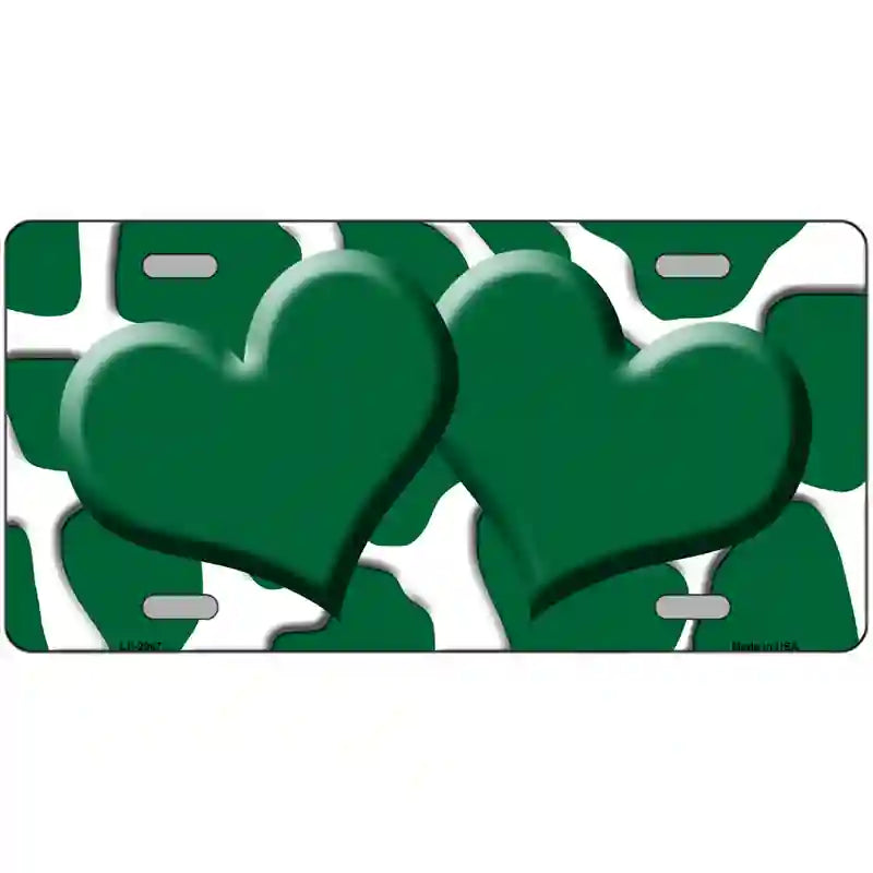 Green White Giraffe Green Centered Hearts Novelty License Plate 24" x 12" (LLP)