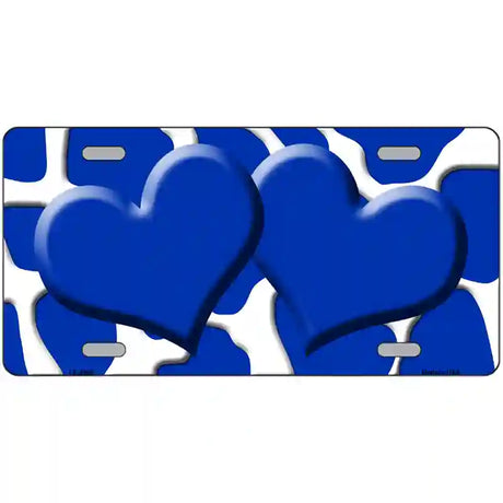 Blue White Giraffe Blue Centered Hearts Novelty License Plate 24" x 12" (LLP)