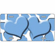 Light Blue White Giraffe Light Blue Centered Hearts Novelty License Plate 24" x 12" (LLP)