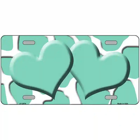 Mint White Giraffe Mint Centered Hearts Novelty License Plate 24" x 12" (LLP)