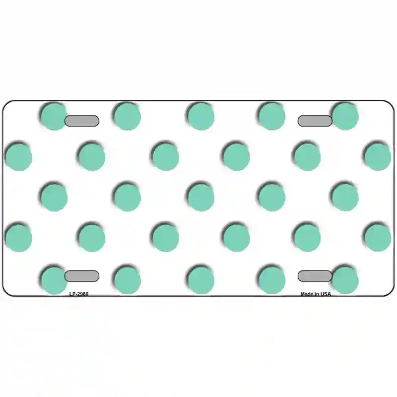 Mint White Polka Dot Metal Novelty License Plate 24" x 12" (LLP)