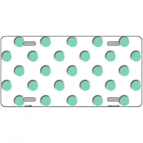 Mint White Polka Dot Metal Novelty License Plate 24" x 12" (LLP)