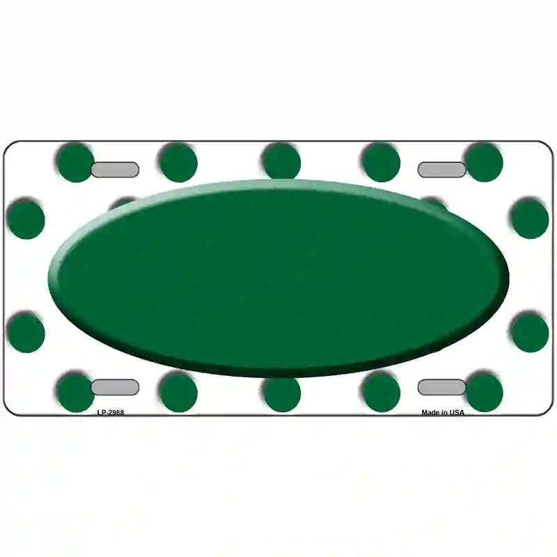 Green White Polka Dot Green Center Oval Metal Novelty License Plate 24" x 12" (LLP)