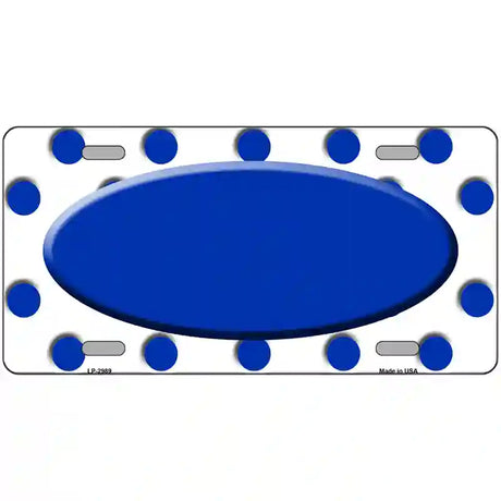 Blue White Polka Dot Blue Center Oval Metal Novelty License Plate 24" x 12" (LLP)